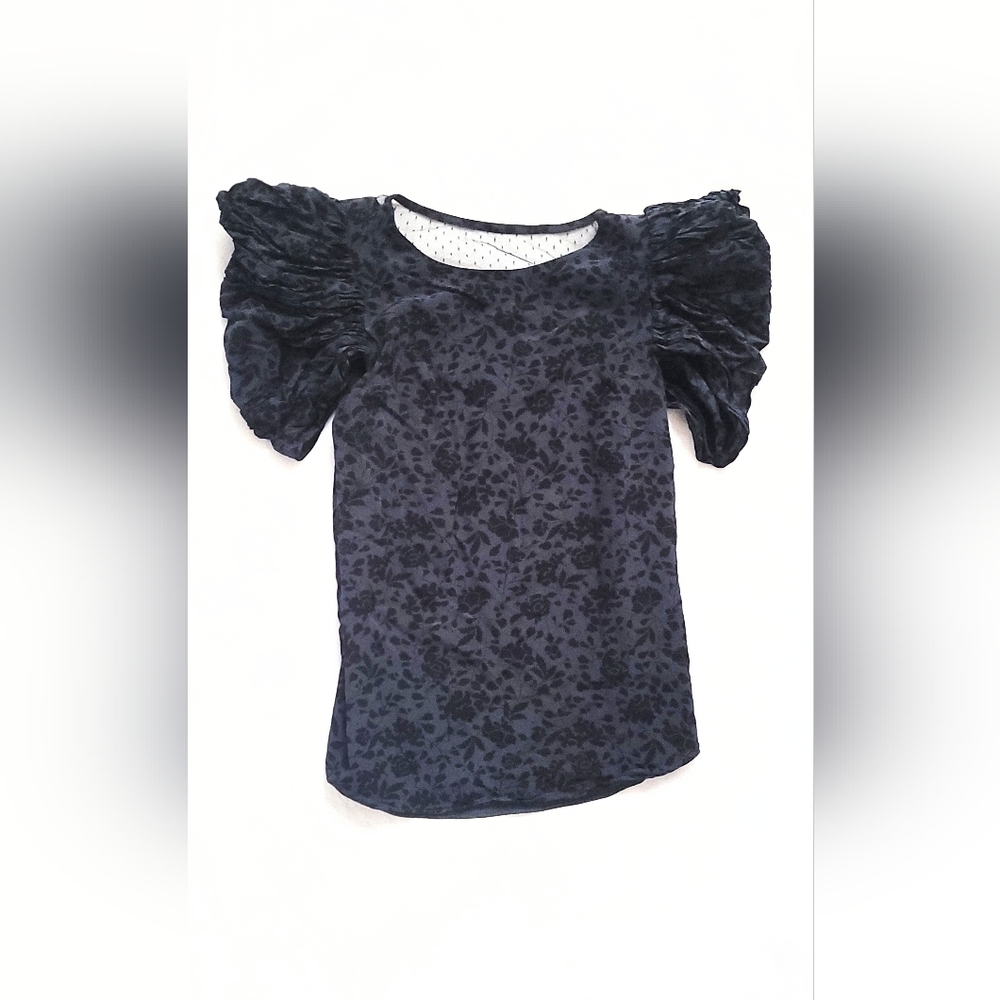 NWOT! Joie Puff Sleeve Midnight Blue Women's Spring Floral Print Lace Top Small - Picture 8 of 8